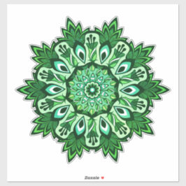 Sticker Boho Tropical Feuille Verte Mandala