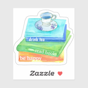 Sticker Boire Thé Lire Livres Soyez Heureux Vinyl