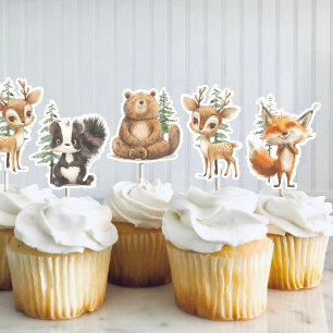 Sticker Bois Animaux baby shower Cupcake Topper