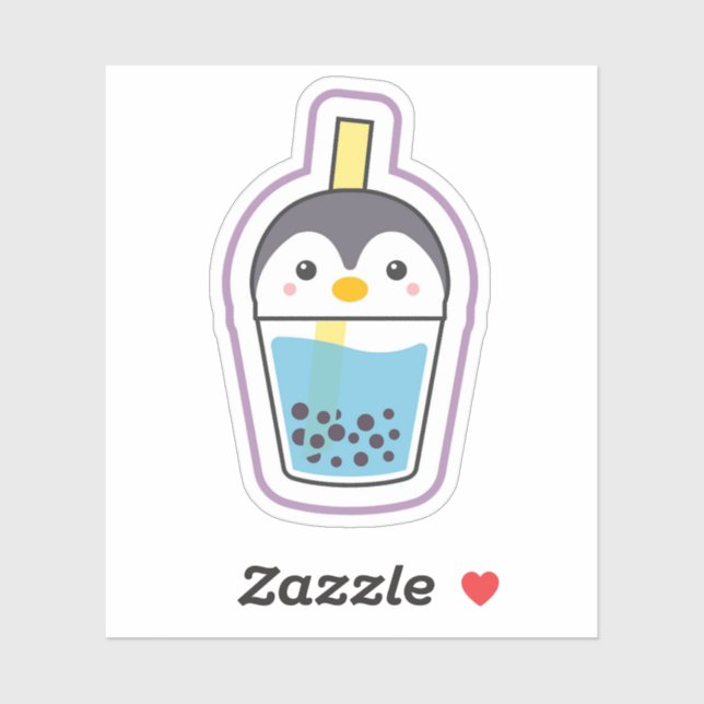 Sticker Boisson Boba au manchot (Feuille)