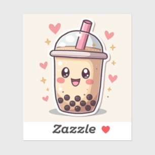 Sticker Boisson Boba Heureuse – Thé au Lait Pastel Kawaii 