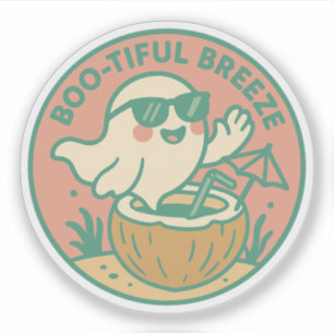 Sticker Boisson tropicale au fantôme mignon