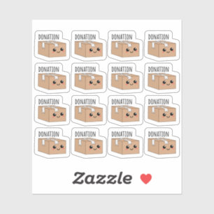 Sticker Boîte de don de charité mignonne et kawaii en cart