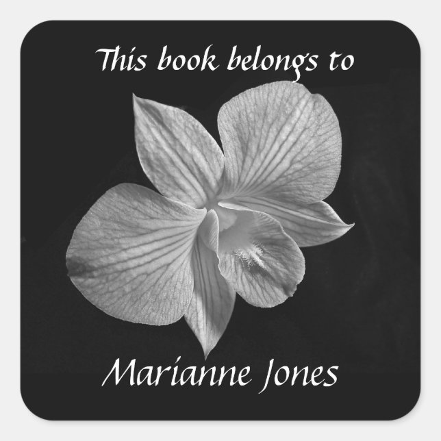 Sticker boîte orchidée noire et blanche (Devant)