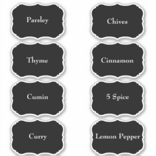 Sticker Boîtier de spice étanche Élégant Black Pantry Étiq