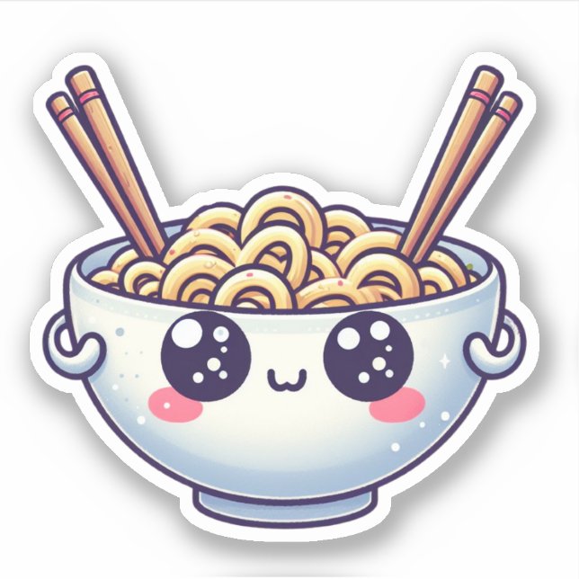 Sticker Bol de nouilles kawaii (Devant)