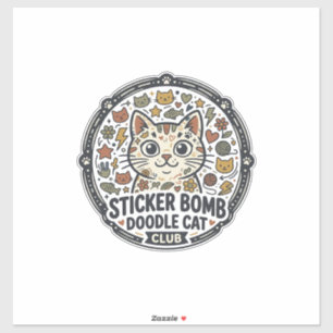 Sticker Bomb Doodle Cat POD Vektorgrafik - Sticker