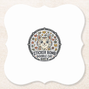 Sticker Bomb Doodle Katze POD Vektor Kunst - Stick Untersetzer