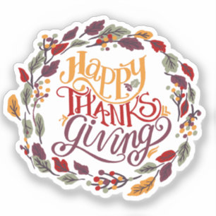 Sticker Bon thanksgiving automne Feuilles d'automne Wreath