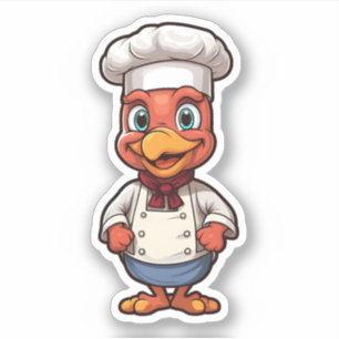 Sticker Bon thanksgiving Cartoon Cute Chef Turquie