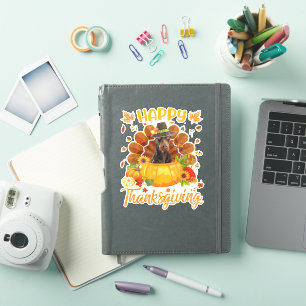 Sticker Bon thanksgiving Doberman Chien Turquie Citrouille