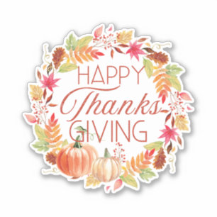 Sticker Bon thanksgiving Floral Automne Wreath