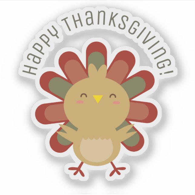 Sticker Bon thanksgiving Turquie mignon dessin animé Gobbl (Devant)