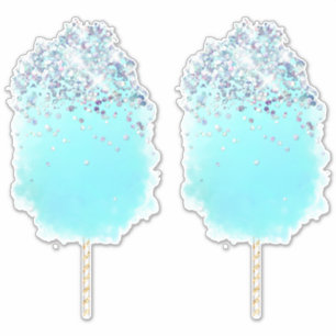 Sticker Bonbons de coton mignon bleu et argent parties sci