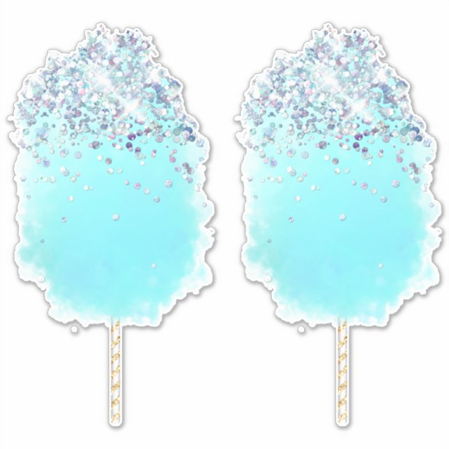 Sticker Bonbons de coton mignon bleu et argent parties sci (Devant)