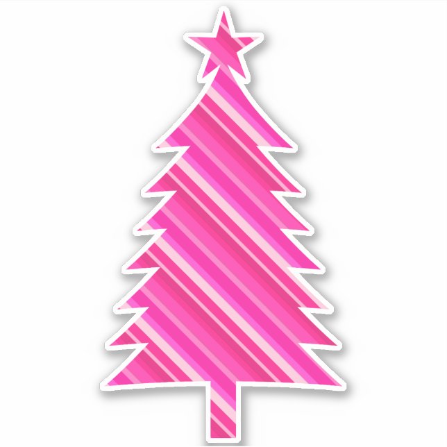 Sticker Bonbons roses Arbre de Noël rayé (Devant)