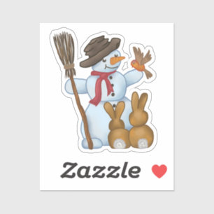 Sticker Bonhomme de neige avec animaux 