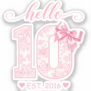 Sticker Bonjour 10 Anniversaire Rose Bonjour 10 Année pe