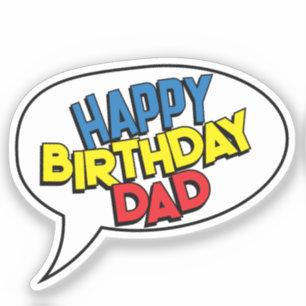 Sticker BONJOUR D'ANNIVERSAIRE PAPA BD Livre Pop Art perso