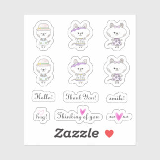 Sticker Bonjour Hug Sweet Sentiments et des chats mignons 