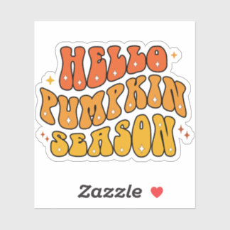 Sticker Bonjour la saison des citrouilles Groovy Rétro aut