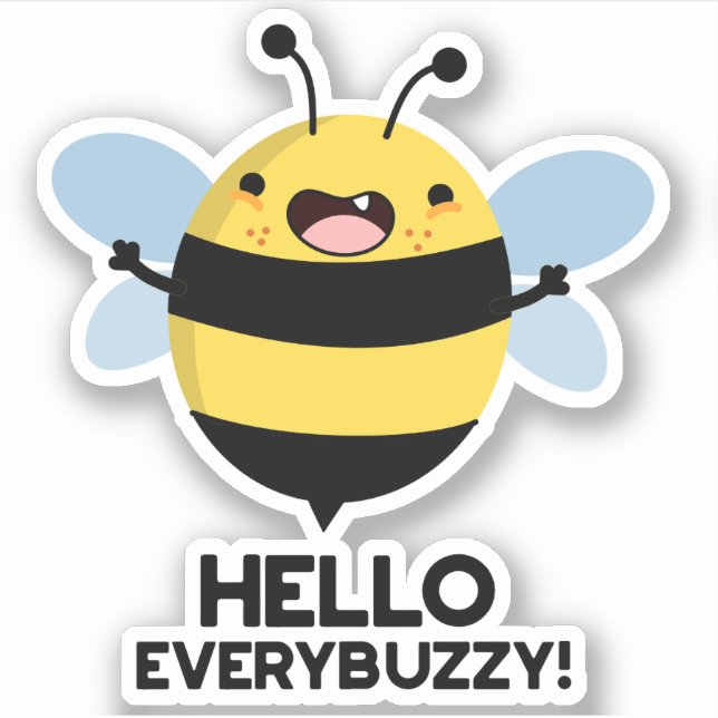 Sticker Bonjour Partout Buzzy Funny Bee Pun (Devant)
