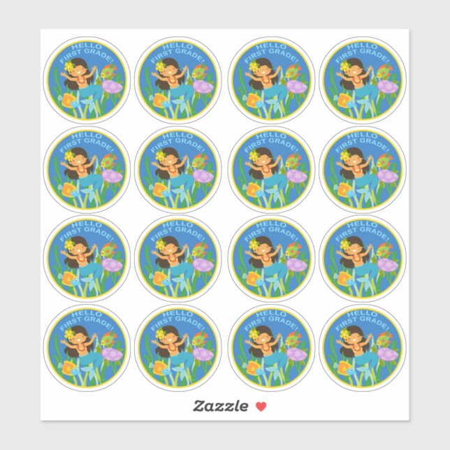 Sticker Bonjour première année ! ! Bonne Sirène (Feuille)