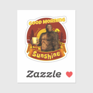 Sticker Bonjour Soleil Bigfoot Café Humour Art