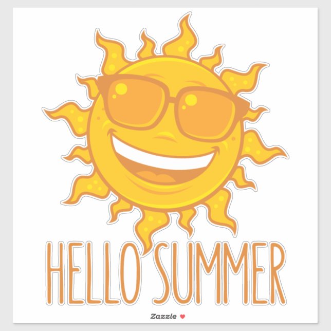 Sticker Bonjour Summer Sun Avec Lunettes de soleil (Feuille)