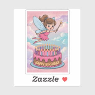 Sticker Bonne fête d'anniversaire Fée de dessin