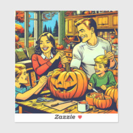 Sticker Bonne Halloween Nostalgale Citrouilles de la sculp