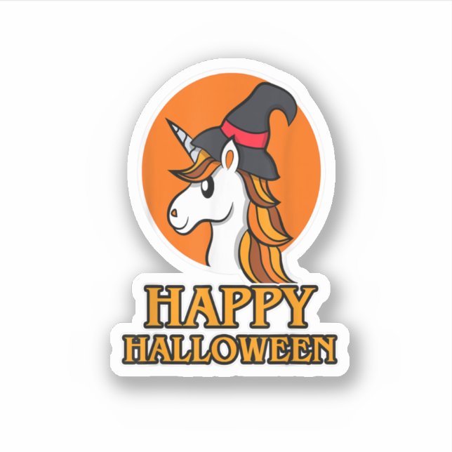 Sticker Bonne Halloween Unicorne Pour Les Filles Halloween (Devant)