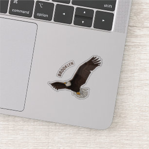 Sticker Bonne illustration de dessin d'aigle à chauve-sour