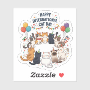 Sticker Bonne Journée Internationale du Chat - Célébration
