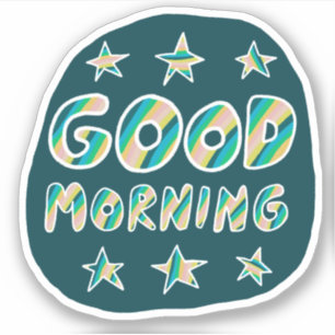 Sticker BONNE MATINÉE MAIN Couleur et habillement amusant