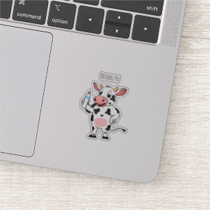Sticker Bonne vache avec dessin animé de biberon