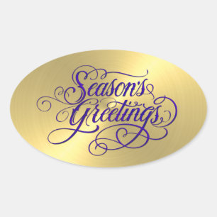 Sticker Bonnes Fêtes violettes de feuilles d'or