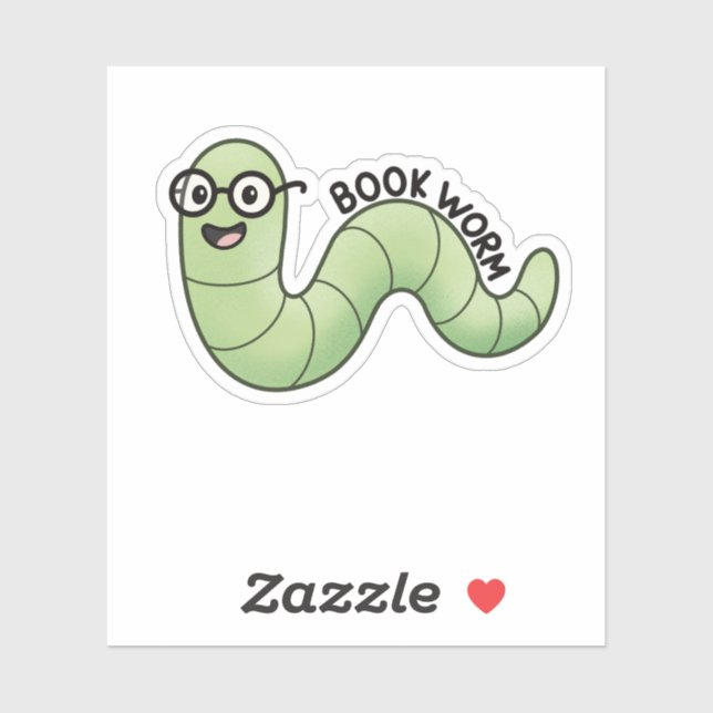 Sticker Book Worm Cute Bookish Book Lover Worm (Feuille)