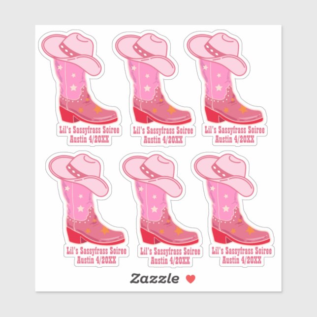 Sticker Boots Casquette Rodéo Occidental Personnalisé (Feuille)