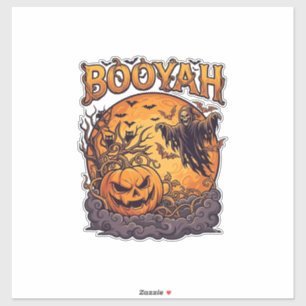 Sticker Booyah Halloween Citrouille Faucheuse Lune Orange_