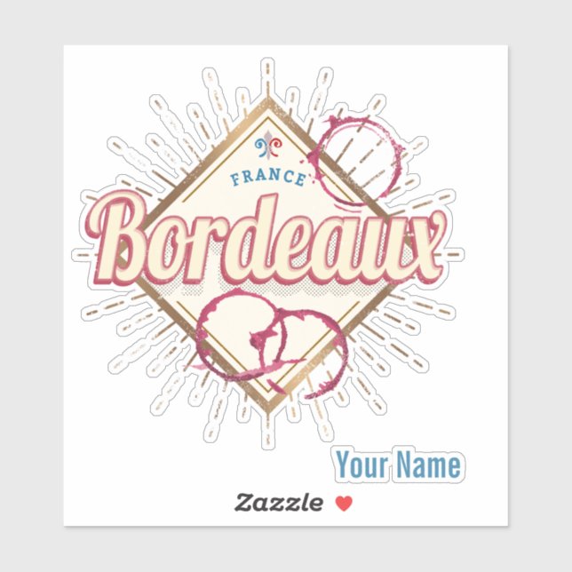 Sticker Bordeaux Nouvelle-Aquitaine France Vin Rétro (Feuille)
