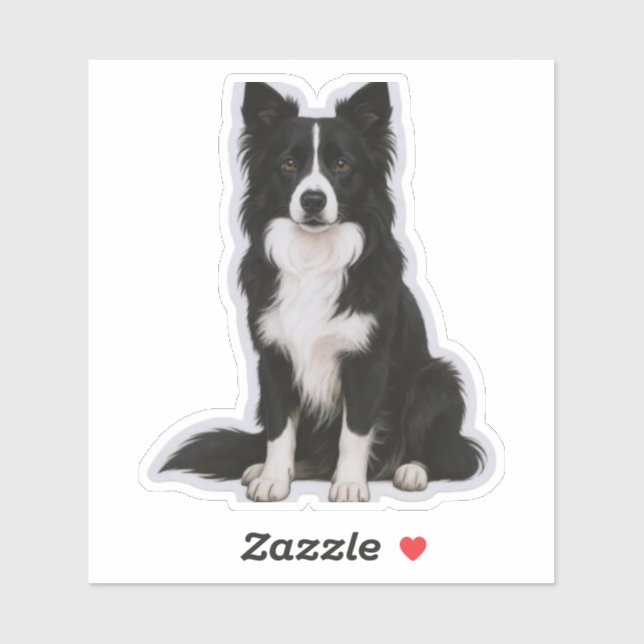 Sticker Border Collie assis (Feuille)