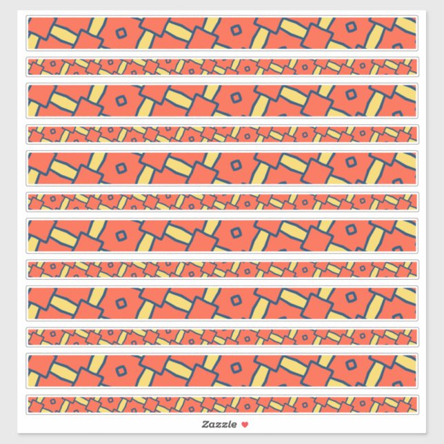 Sticker Bordures du bloc-notes géométrique orange (Feuille)