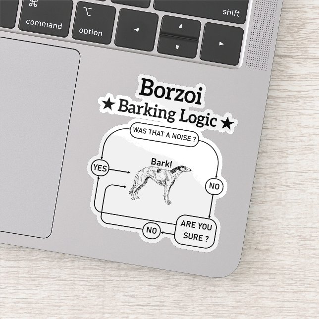 Sticker Borzoi Barking Logique Drôle propriétaire chien Sa (Détail)