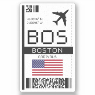 Sticker BOS Boston, United States Airport Boarding Pass