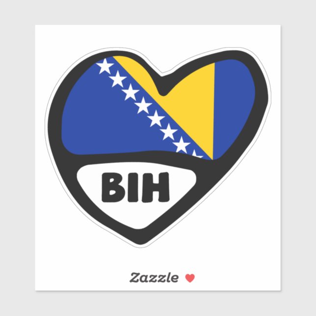 Sticker Bosnie-Herzégovine Code du pays Coeur du drapeau B (Feuille)