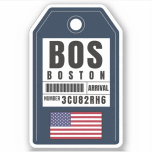 Sticker Boston Boarding Pass - Massachusetts BOS