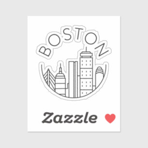 Sticker Boston City Skyline, boston ma skyline