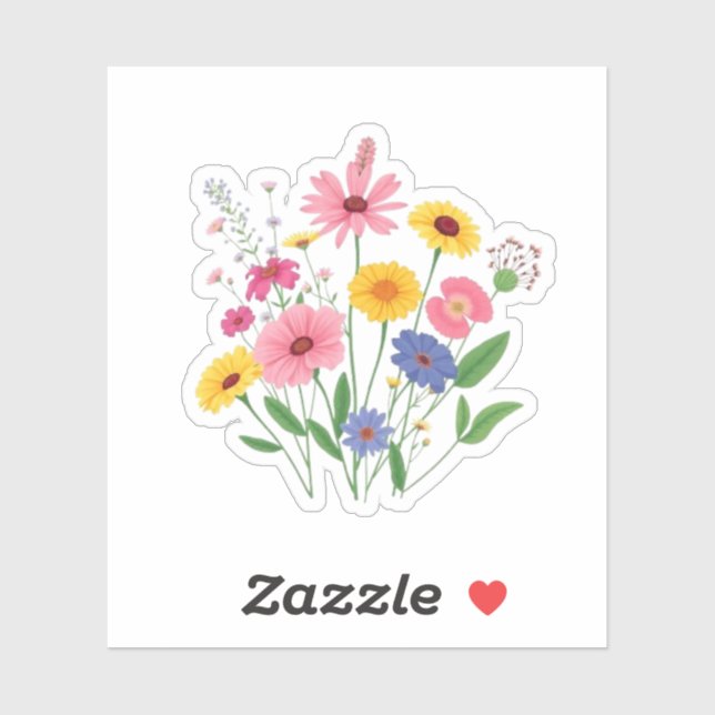 Sticker Botanical Wildflowers Floral Meadow Aesthetic (Feuille)