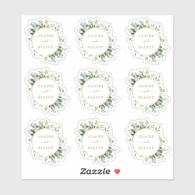 Sticker Botanique Gold Mariage de verdure clair (Feuille)
